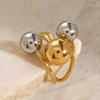 Yori Stainless Steel Creative Individualistic Ball Ring 2024 Colorfast Popular Party Personalized Exaggerated Charms Jewelry Wom