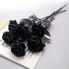 Pure Black Artificial Black Rose Flowers Fake Rose Flower  Halloween Ghost Festival Gift