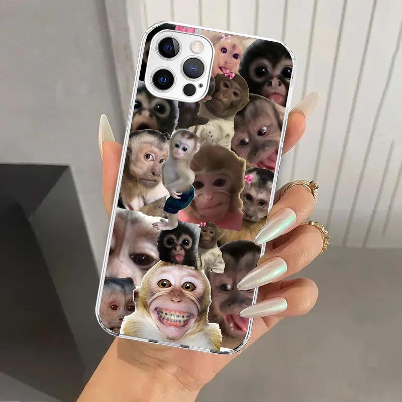 Чехол для телефона с мемами про обезьян для iPhone 17 Air 16 15 Plus 14 13 Mini 12 11 Pro Max 16E 7 8 SE 2020 Мягкий чехол с принтом