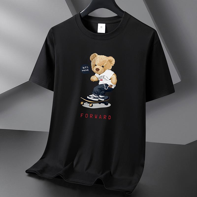 QICED Футболка с короткими рукавами из хлопка Tide Casual Cotton Мужская летняя рубашка с круглым вырезом