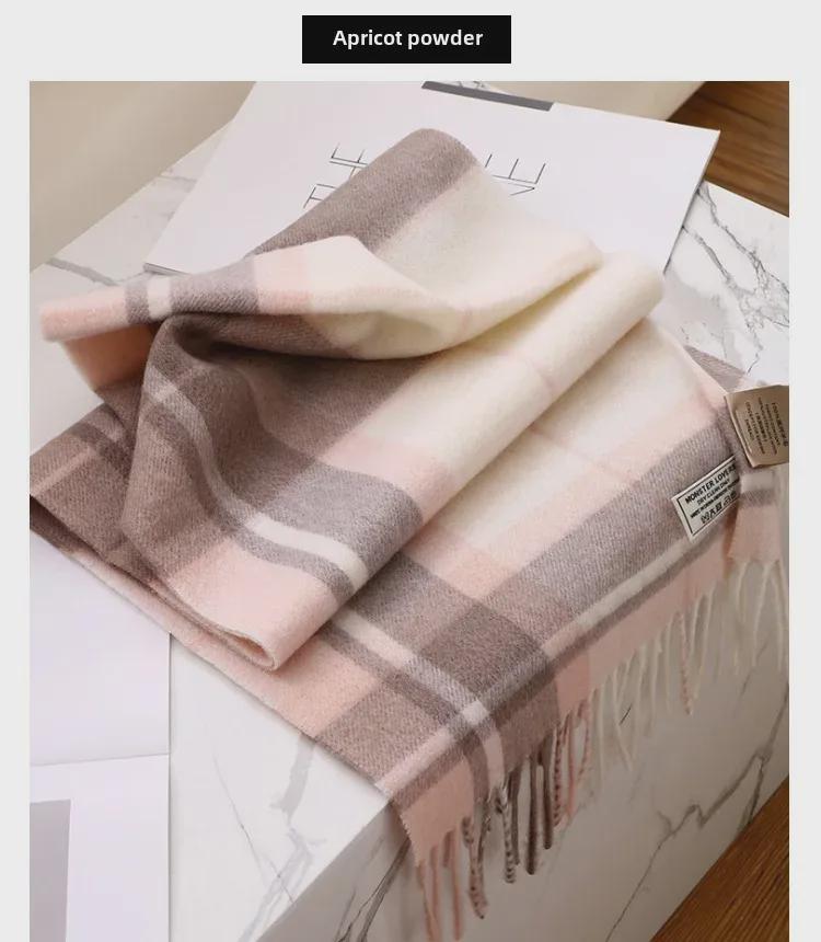 100% Wool Plaid Scarf for Women and Men - Warm, Stylish Gift for Winter
