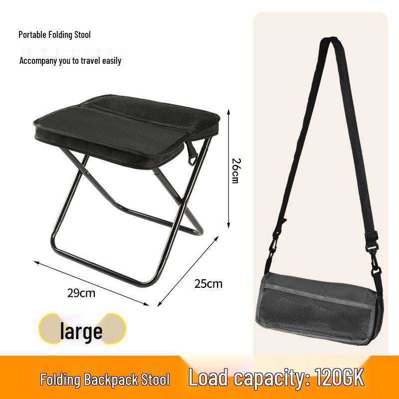 Portable Folding Camping Stool with Handle and Zipper Bag - Compact, Small, and Fully Foldable for Fishing and Queueing