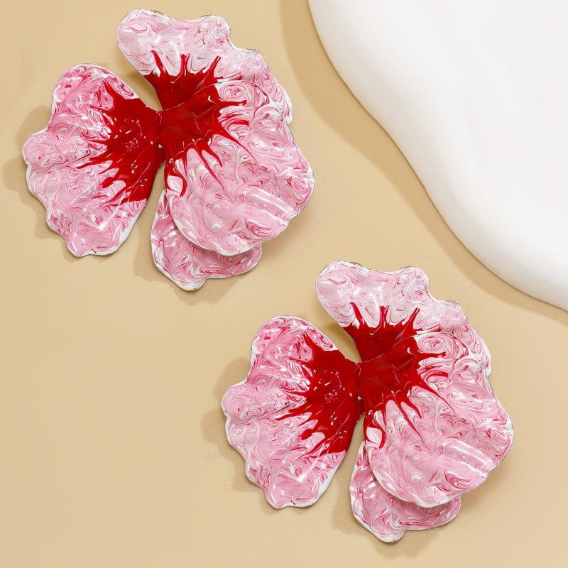 Милые девушки цветы серьги-гвоздики женская мода капельное масло градиент цвета металлический сплав сложенные нерегулярные цветочные серьги ювелирные аксессуары