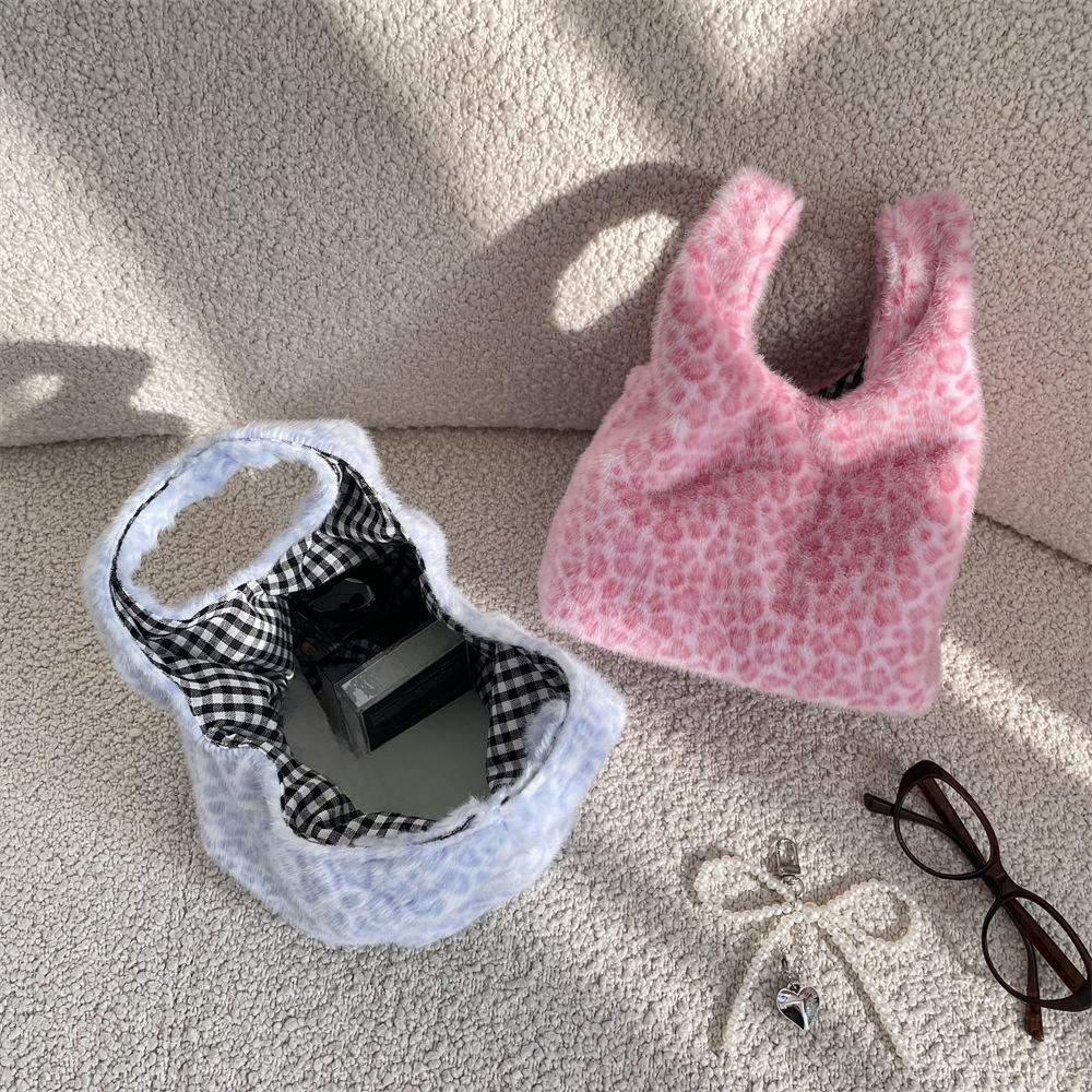 Женский клатч с леопардовым принтом, мягкий плюшевый, осенне-зимний, модная сумочка, тоут, для хранения