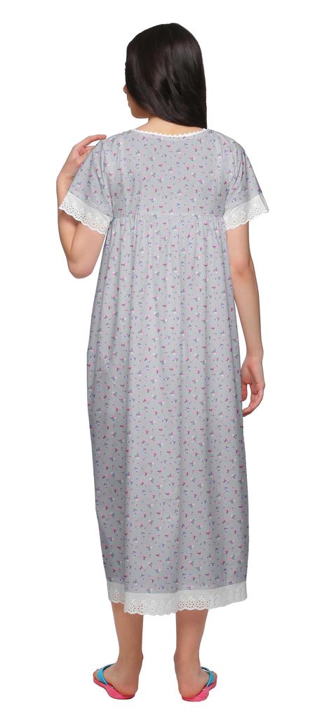 Moomaya Ночная рубашка макси с коротким рукавом и принтом, застегивающаяся на пуговицы, хлопковая пижама