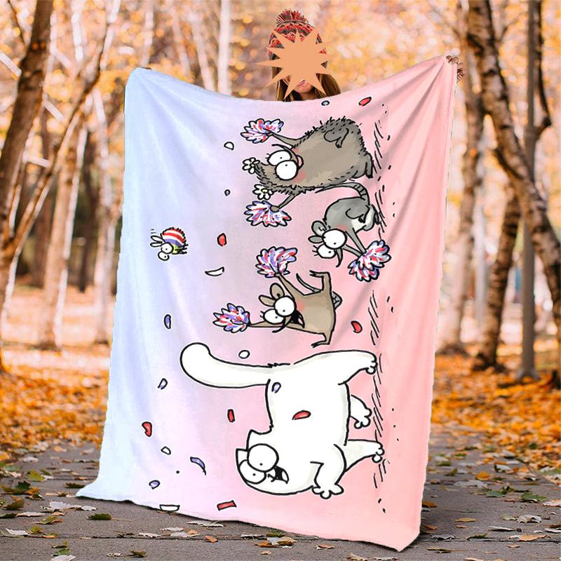 Simon'S Cat Flannel Blanket Soft Warm All-Season Throw, Design for Camping, Car Travel, Hiking Sofa, Bed, Office Perfect Gift for Parties