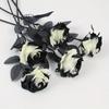 Black White Halloween Artificial Rose Flowers Simulation Flowers  Indoor Outdoor Decoration
