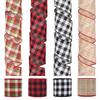 63 мм Рождественская лента, проводная классическая клетчатая лента, толще, «сделай сам», антивыцветающая подарочная упаковка, имитация льна, большой бант, лента для изготовления рождественской елки