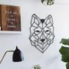1pc Metal Geometric Wolf Head Wall Art - Ornament for Living Room, Office, Black Iron Gift