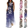 Женское новое весенне-летнее модное классическое длинное платье без рукавов с цветным принтом и v-образным вырезом