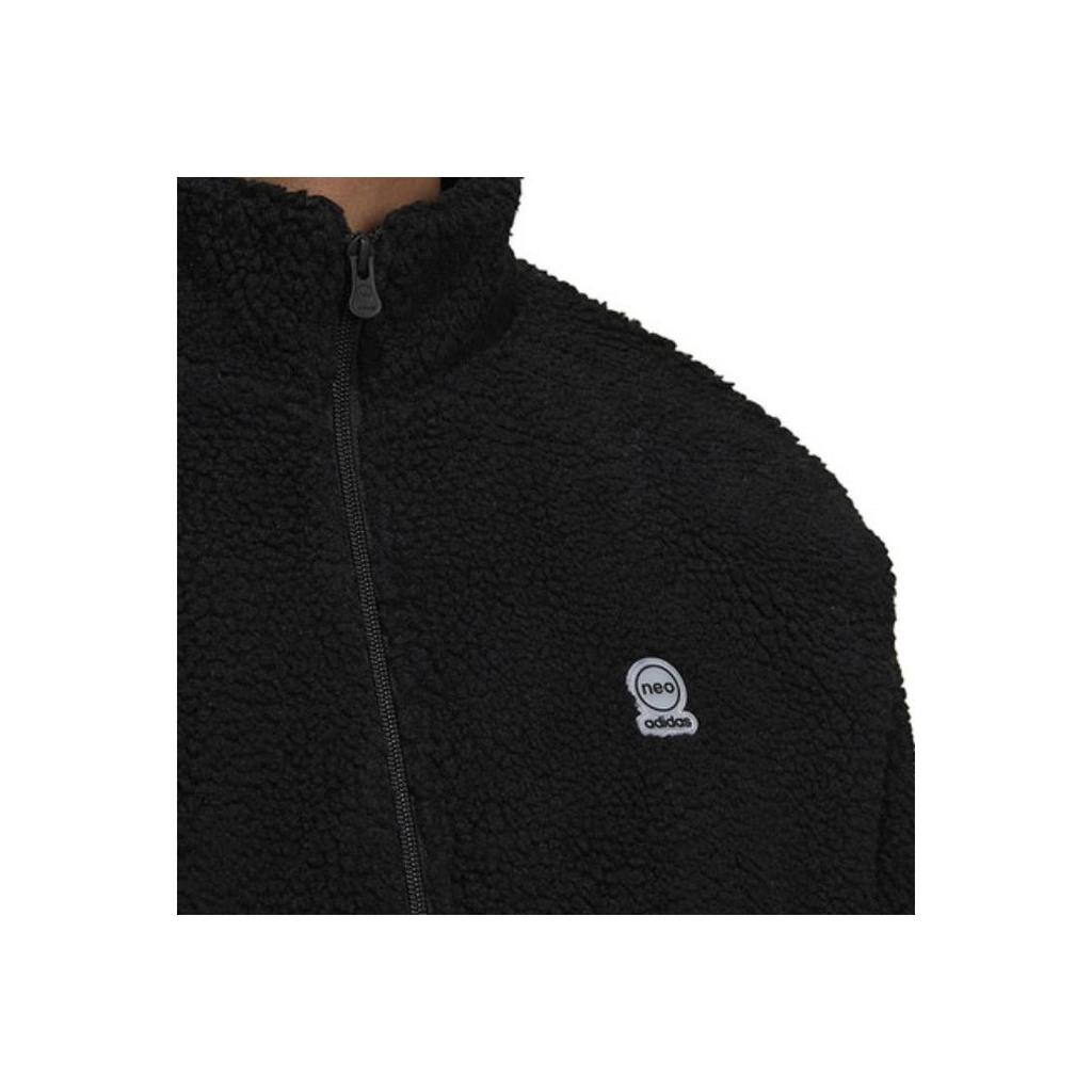 Adidas Neo Logo Pattern Stripe Украшенная куртка на флисовой подкладке Мужская верхняя одежда Черный HN8731