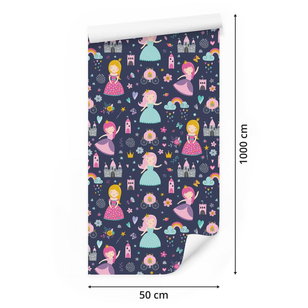 Rainbow Clouds Princess Fairy Tale Wallpaper for Living Room and Bedroom 50x1000