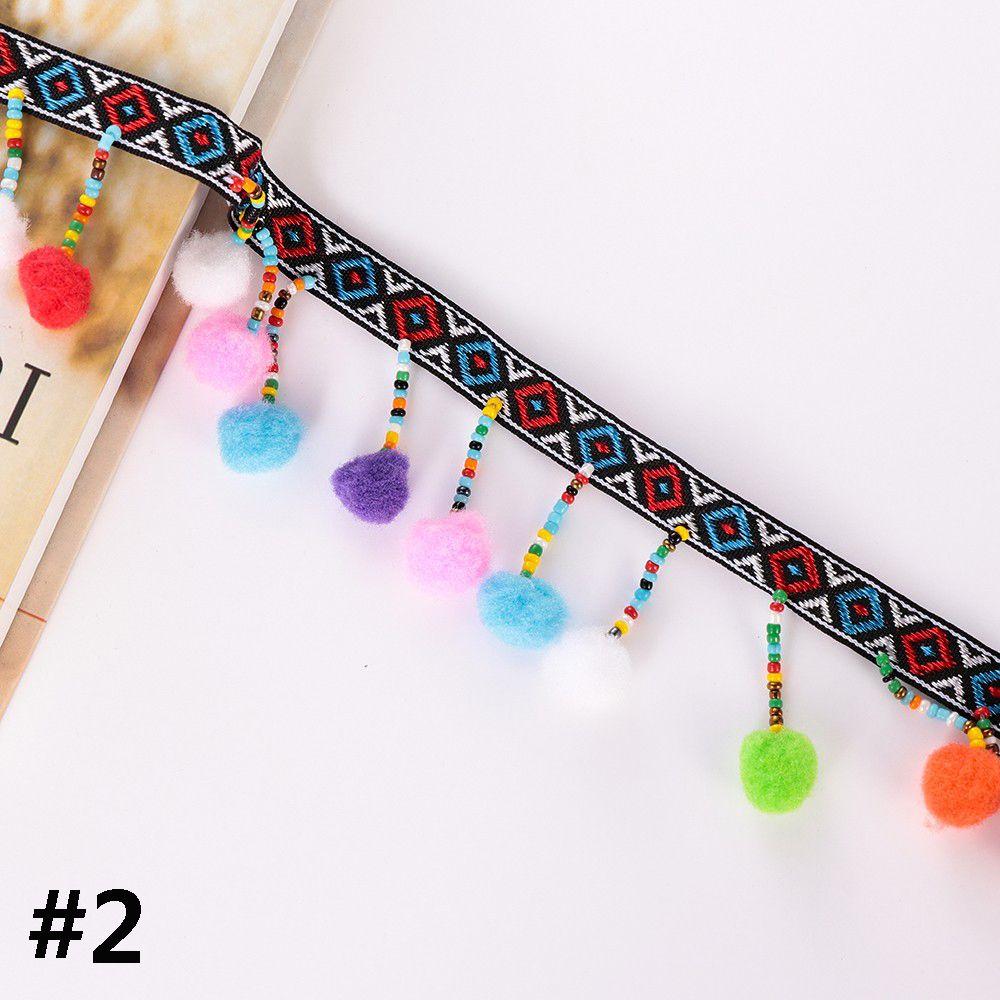 1yard Dress Costume DIY Craft Fabric Pompom Bohemia Ribbon Tassel Lace Trim Embroidered
