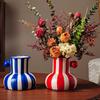 Расписная керамическая ваза Настольная полосатая художественная ваза Декоративная ваза для цветов для цветочной композиции Декор для гостиной спальни