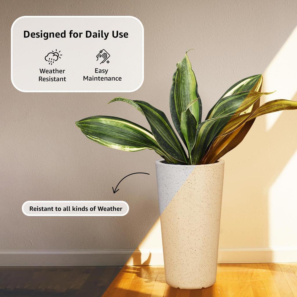 Indoor and Outdoor Round 17.5 Inch/43.5 Cm Quality Flower Planter Pot (Dimensions: 24 X 24 X 43.5 Cm) – Best for Terrace/Home/Office/