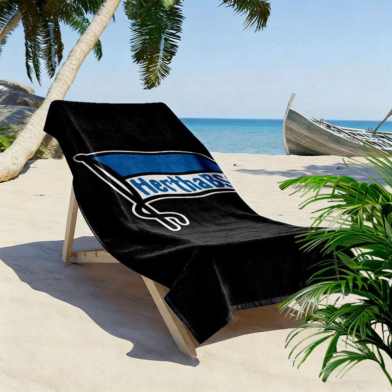 Пляжное полотенце Hertha BSC, Большое, Мягкое, Быстросохнущее, для Пляжа, Кемпинга, Плавания