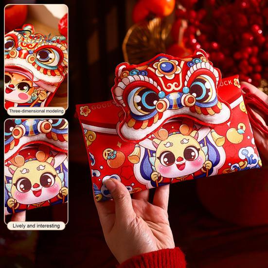 2024 год Дракона, красный конверт, мультяшный китайский Новый год, красный пакет из ткани Хунбао, подарок, денежный конверт, украшение для вечеринки в честь Лунного года