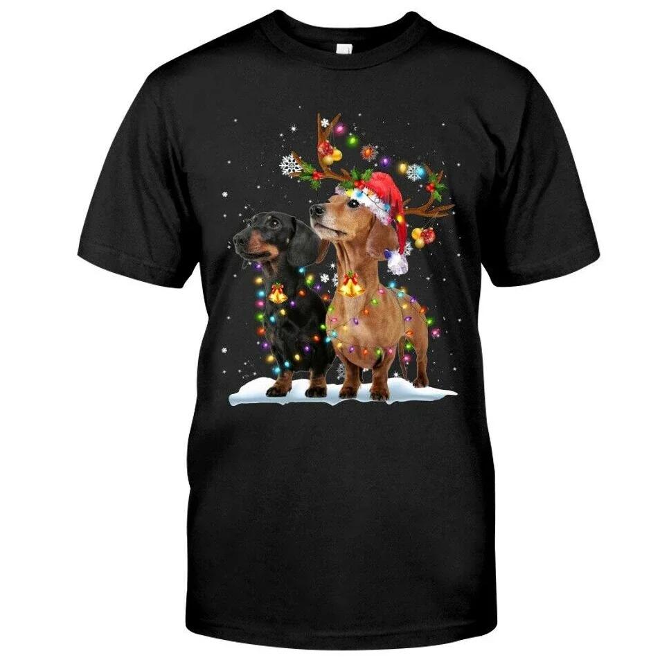 Dachshund Christmas Light Funny Dog Lover Xmas Gift Mens T Shirt New 100 Cotton Short Sleeve ONeck Tshirt Casual Unisex Top