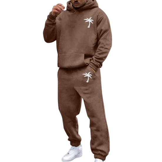 Мужской костюм с капюшоном и брюками, уличный, с плюшевой подкладкой, большой размер, свободный спортивный костюм для улицы, однотонный зимний спортивный костюм, комплект из брюк с завязками на щиколотках