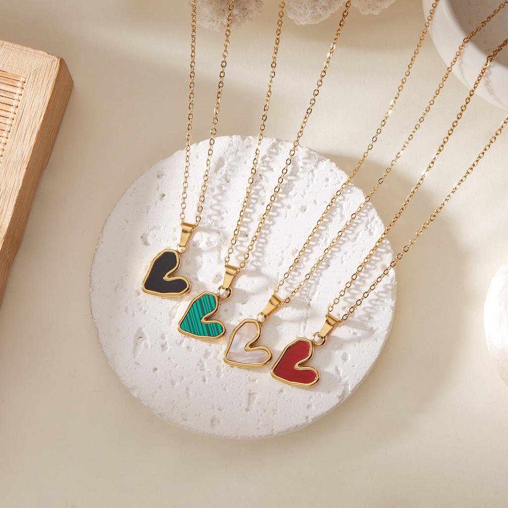 Stainless Steel Love Heart Pendant Necklace For Women Gold Color Fashion Neck Chain Female Choker Collar Jewelry Birthday Gifts