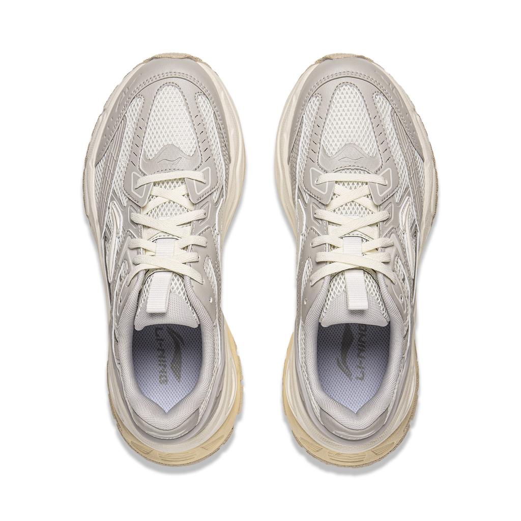 Li Ning QIXING 2.0 Амортизирующие износостойкие дышащие низкие повседневные кроссовки женские Бело-серые AGCW092-4