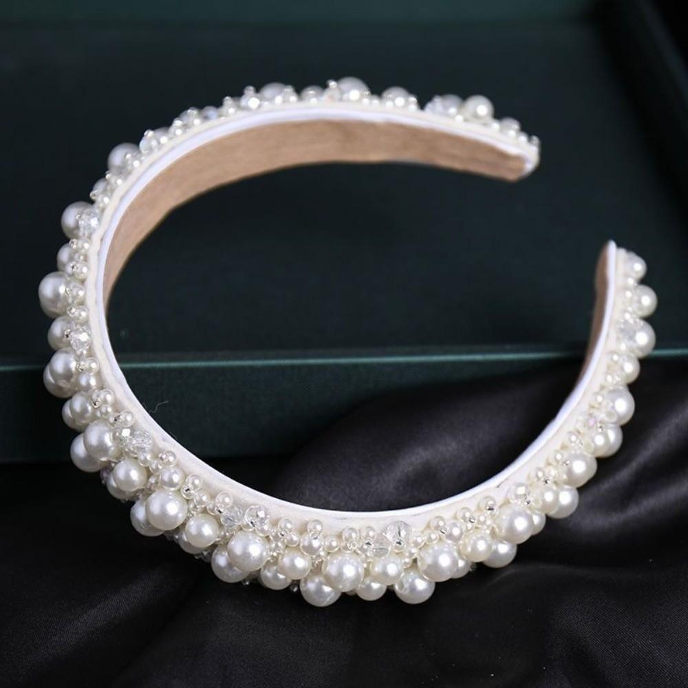 Большой свадебный обруч для волос Широкий бок Женские повязки для волос Модные жемчужные повязки Вечеринка
