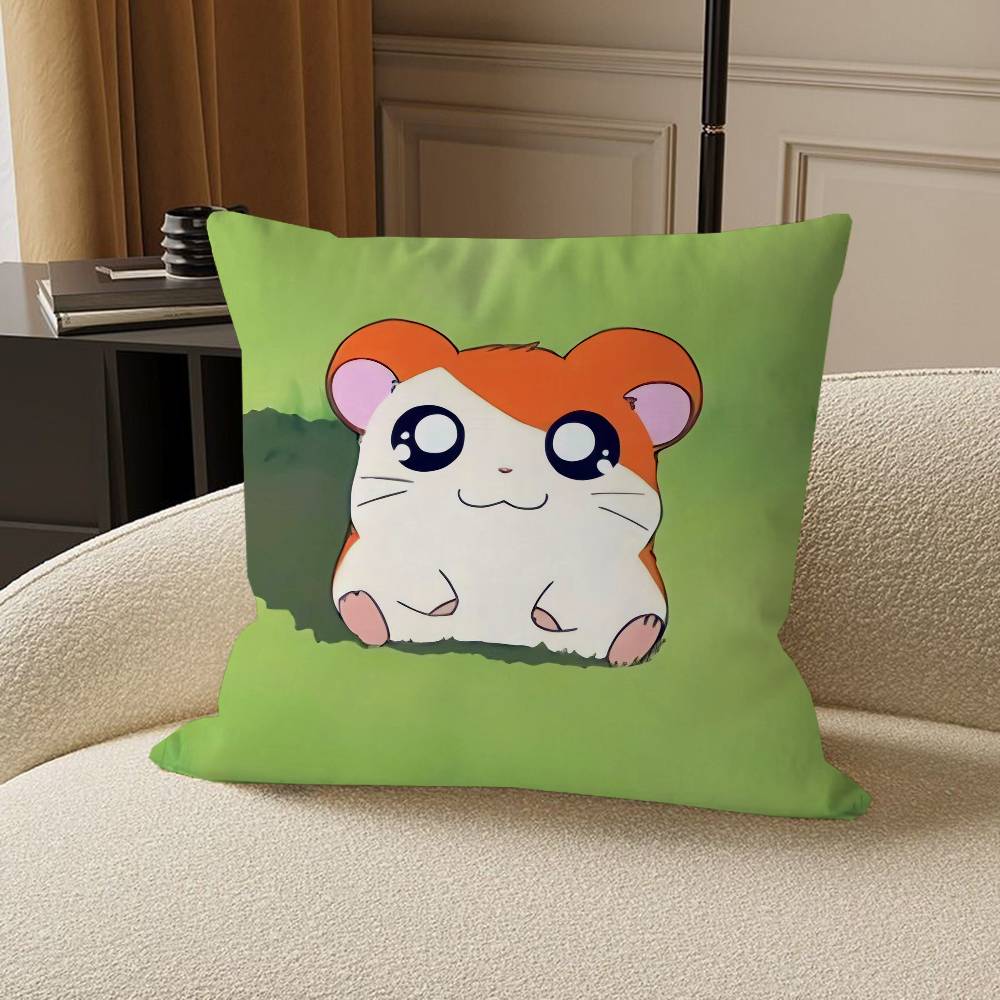 H-Hamtaro Cute Hamster Pillow Gift Home Office Decoration Bedroom Sofa Car Cushion Cover Case 45x45