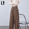 Izzueit Women's High-Waist Loose Wide-Leg Cotton Pants