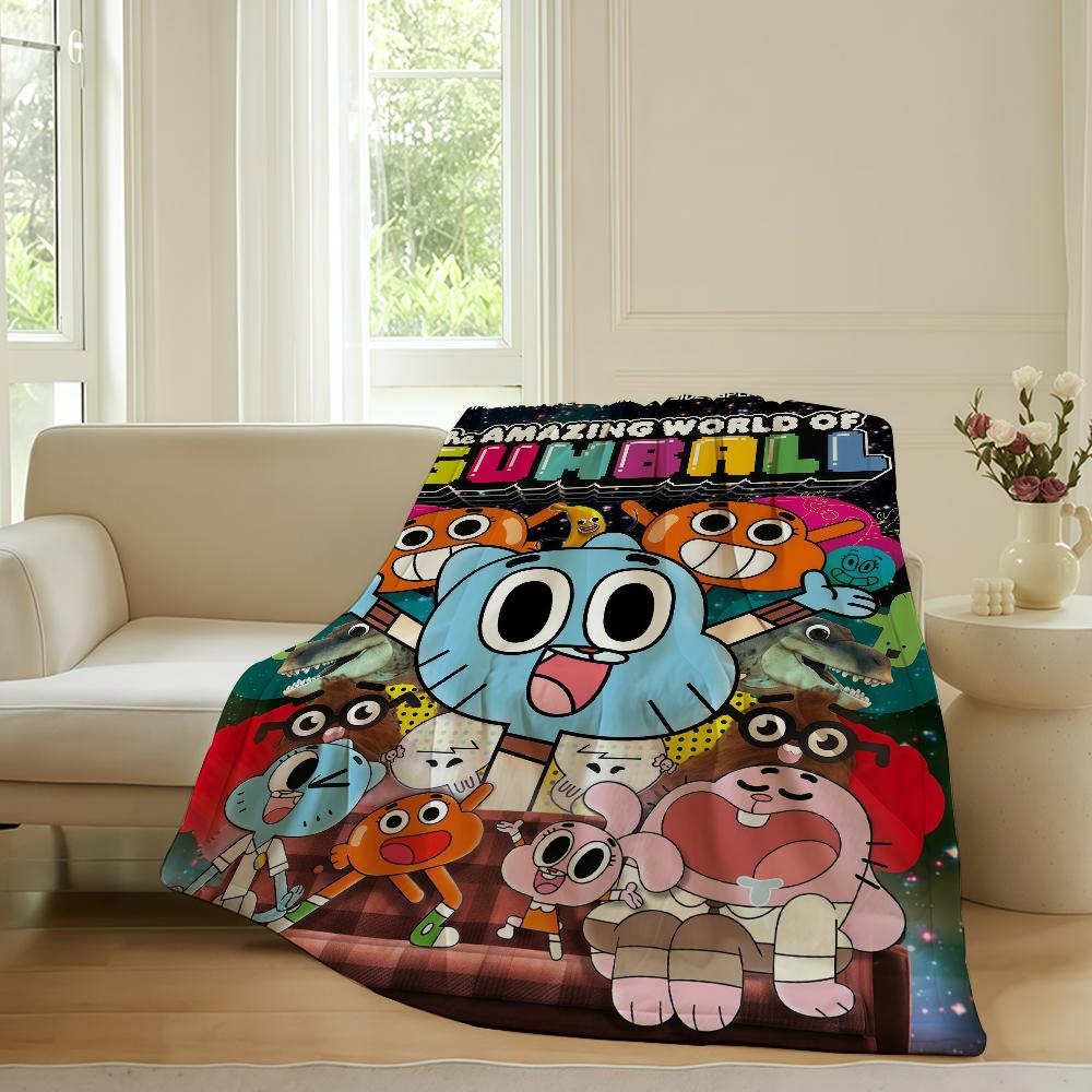 Мультяшное одеяло The Amazing World of Gumball для дивана, офиса, кровати, самолета, путешествий, сна, чтения, отдыха, кемпинга. Мягкое и теплое