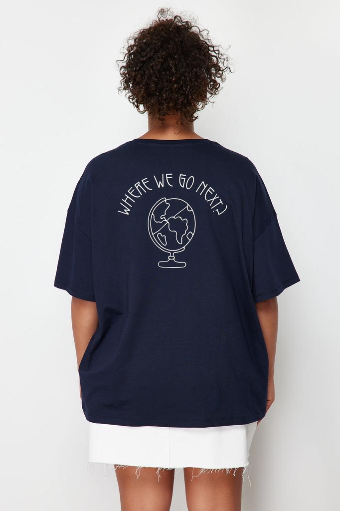 Женский стиль, большие размеры, светло-розовая трикотажная футболка из 100% хлопка с принтом на спине, свободного покроя, с круглым вырезом