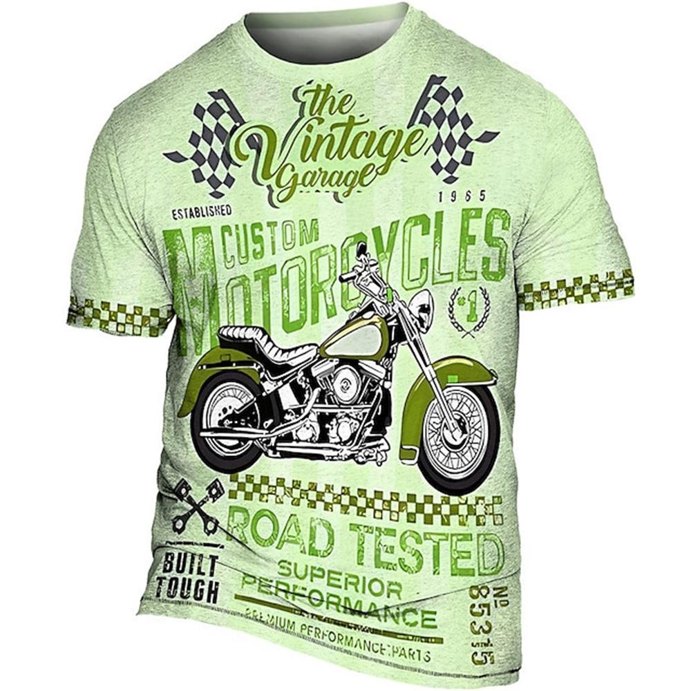 Винтажная байкерская футболка, мужская футболка с рисунком мотоцикла, классические футболки с короткими рукавами и 3d принтом автомобиля, летняя уличная одежда, мужская одежда