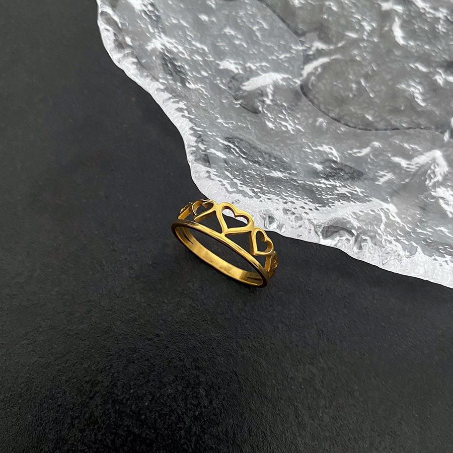 Elegant Double-Layer Gemstone Titanium Steel Ring for Women