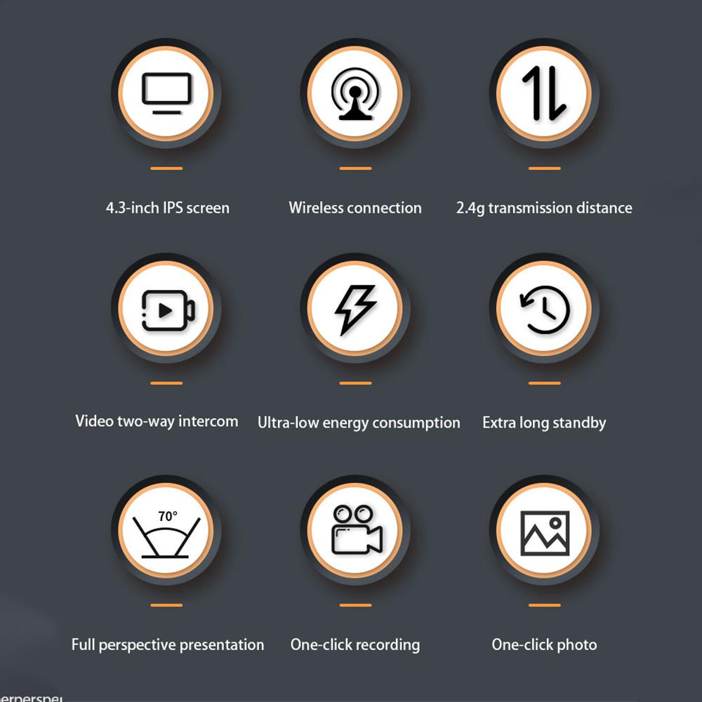 4,3-дюймовый IPS-экран, 2,4G, беспроводной визуальный дверной звонок с экраном, беспроводной смарт-домофон