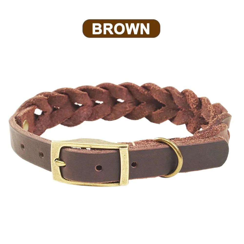 Плетеный ошейник для собак из натуральной кожи, регулируемые ошейники для питомцев и щенков для собак малых и средних пород, аксессуары для выгула домашних животных на открытом воздухе