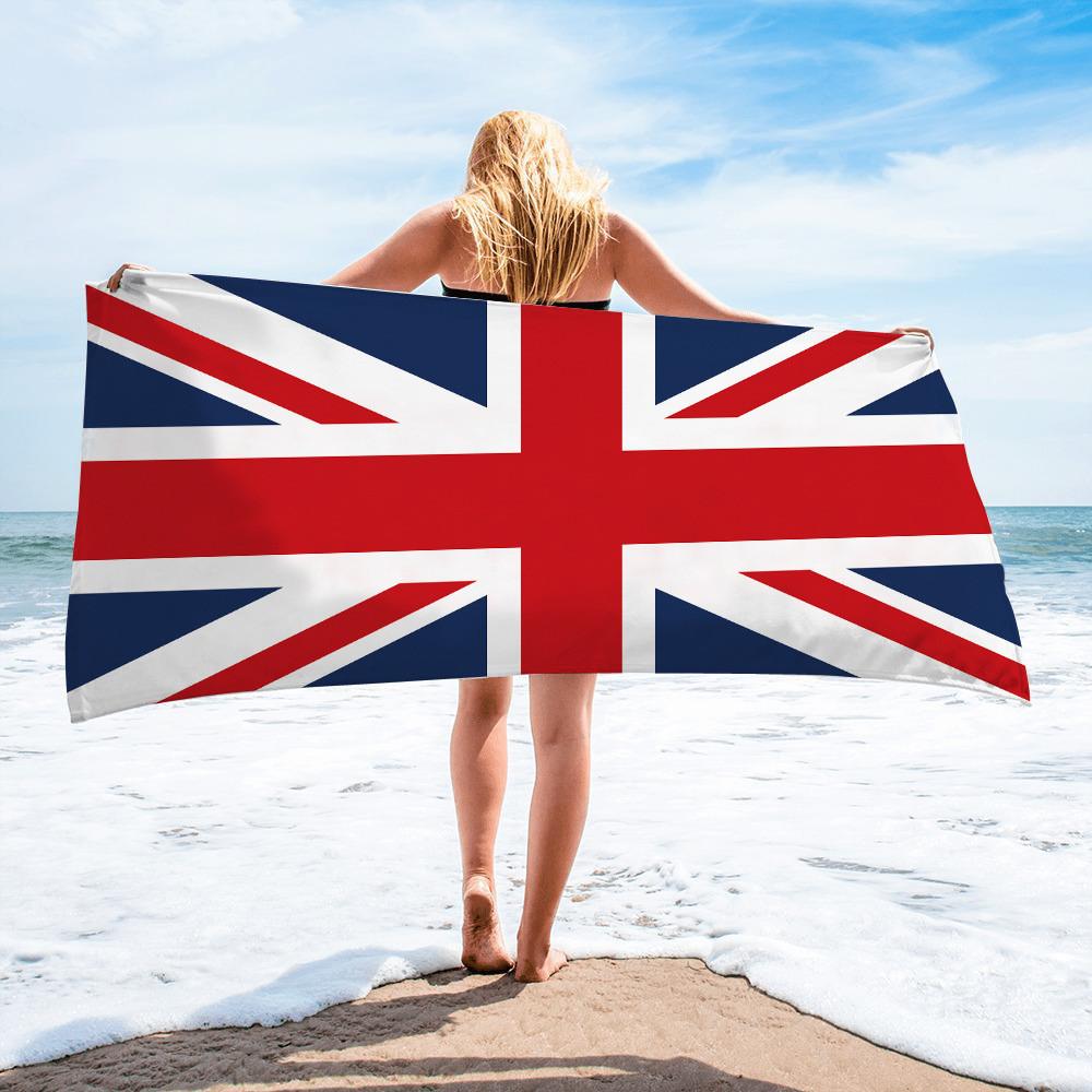 British Flag Beach Towel With Superfine Fiber Doublesided Plush For Summer Vacation And Poolside Use