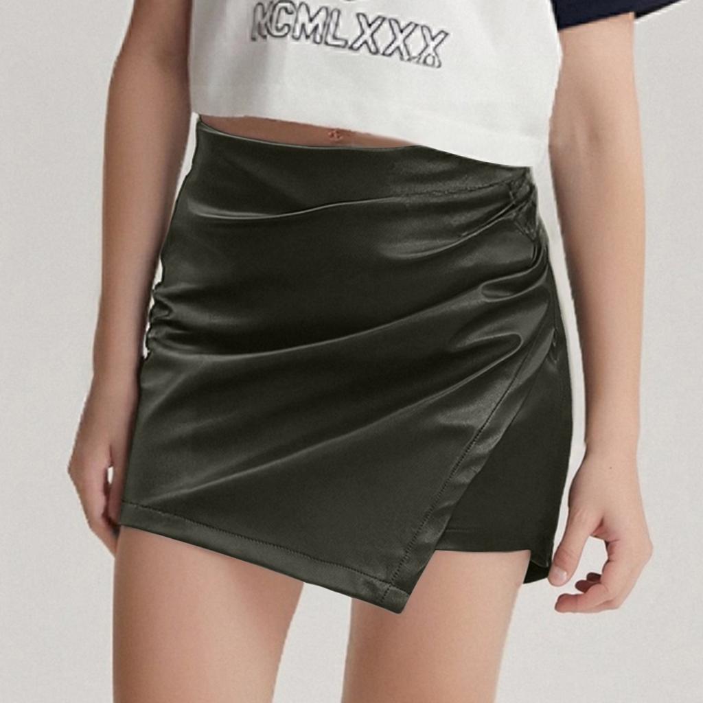 Модные повседневные короткие брюки из искусственной кожи с эластичной резинкой на талии для девочек