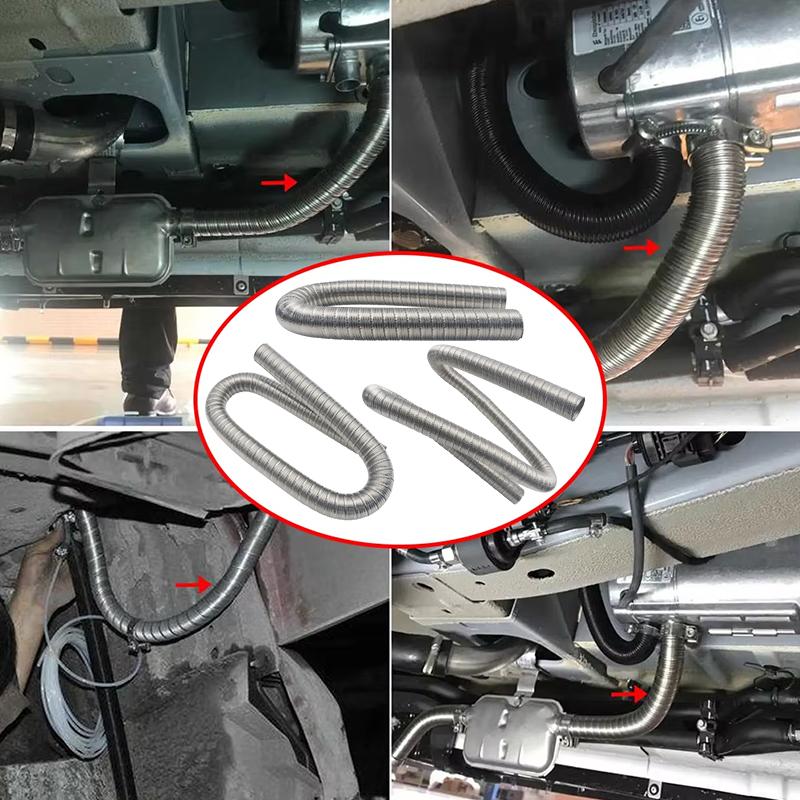 32mm 60/100/150cm Air Diesel Parking Heater Stainless Steel Exhaust Pipe Double-layer Exhaust Pipe Without Cap + 2 Clamps for Webasto Heater