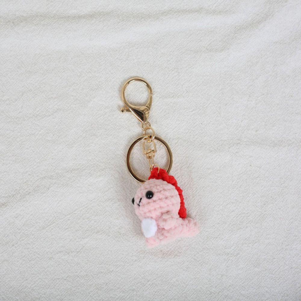 Cute Cartoon Small Dinosaur Pendant Animal Doll Knitting Keyring Crochet Keychains Backpack