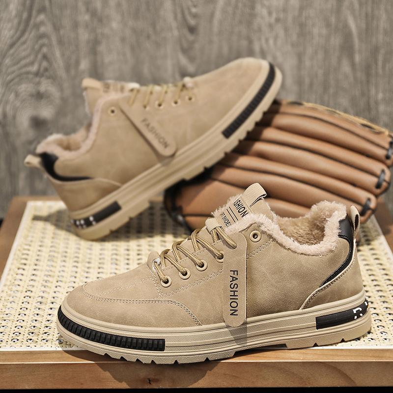 Обувь Мужские кроссовки 2024 Новые Теплые и устойчивые к холоду хлопковые туфли Модные износостойкие рабочие туфли на толстой подошве с противоскользящей платформой