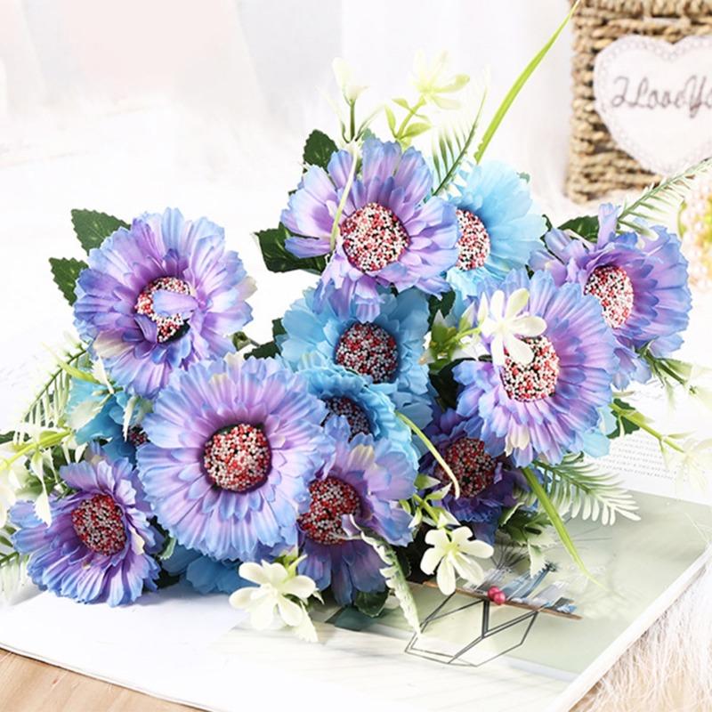 1 Bunch 7 Heads Artificial Daisies Sun Flower Gerbera Fake Chrysanthemums Fake Flowers Used for Home Wedding Party Decoration