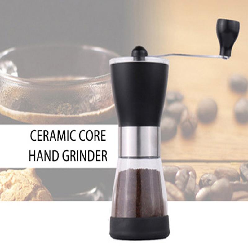 Портативная ручная кофемолка для кофейных зерен, кривошипная ручная мельница для кофе, резервуар для стеклянных зерен, кухонный инструмент, измельчители для бобовых, гранулы