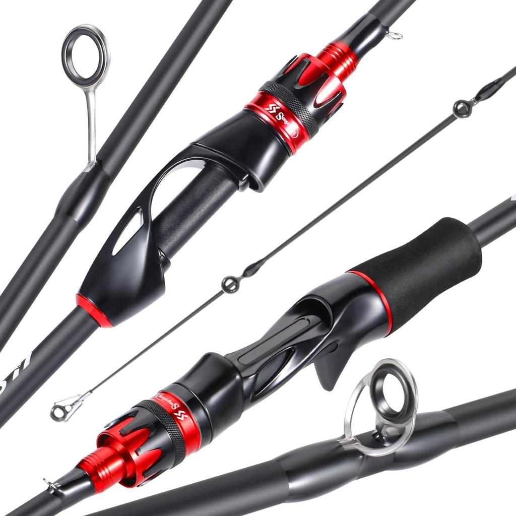 SOUGAYILANG Portable 4-section Fishing Rod 2.1M Fishing Rod Carbon Fiber Spinning Fishing Rod Fishing Gear