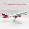 Aircraft Virgin Airways Model 30CM B747 Airplane Model Diecast Resin 1/124 Scale Plane Aviation Enthusiasts Collect Gift Display
