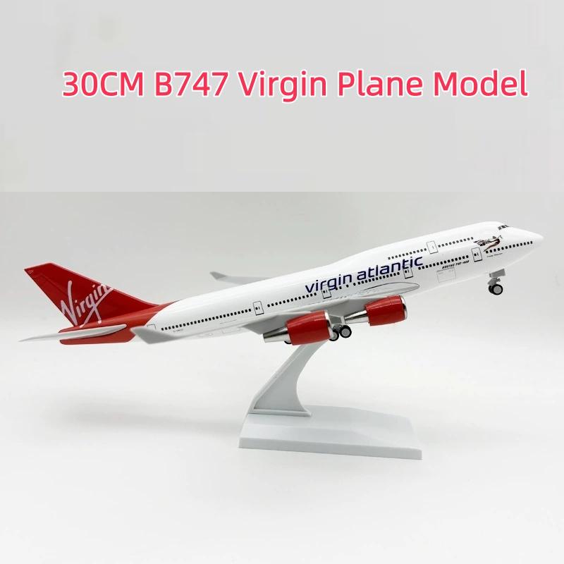 Aircraft Virgin Airways Model 30CM B747 Airplane Model Diecast Resin 1/124 Scale Plane Aviation Enthusiasts Collect Gift Display