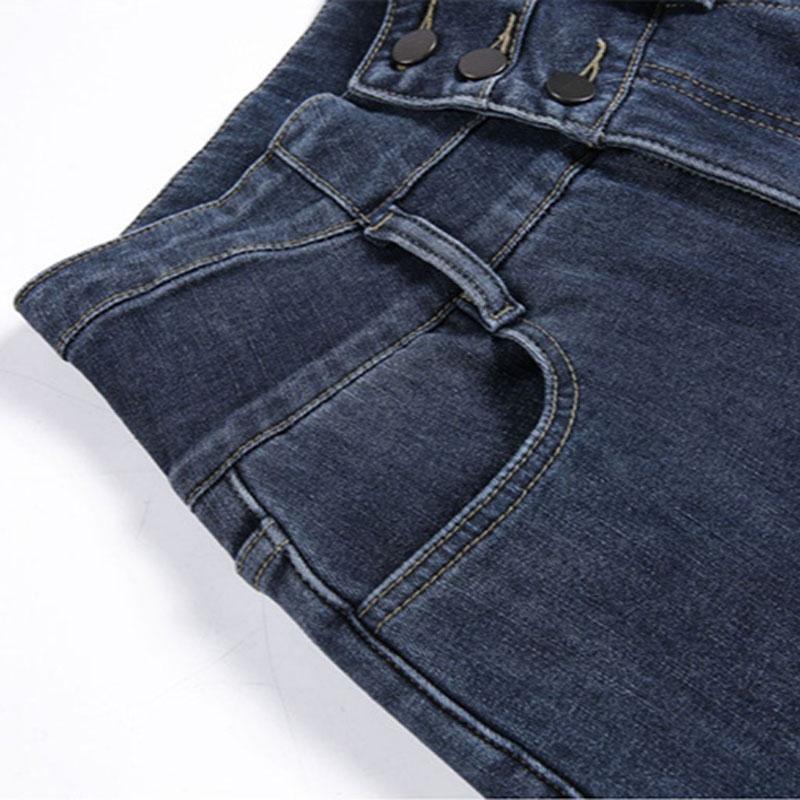 Теплые джинсовые брюки плюс утолщенные брюки из бархата с высокой талией на молнии, устойчивые к холоду, облегающие узкие брюки, джинсы женские 4XL