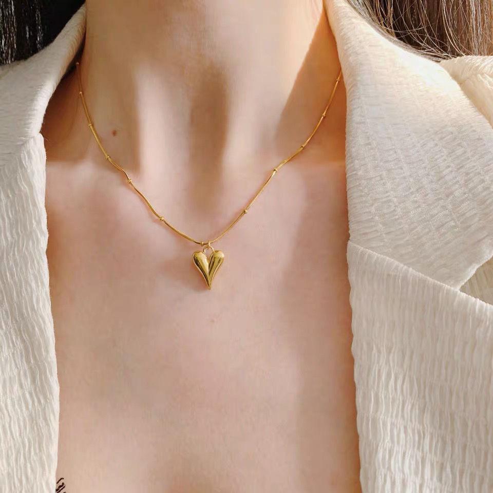 316L Stainless Steel Gold Color Heart Pendant Necklace For Women New Trend Girls Clavicle Chain Jewelry Festive Gifts