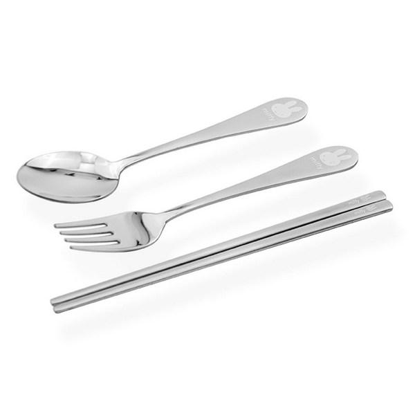 Laser Stainless Steel Miffy Spoon Fork Chopsticks Set, Spoon + Fork + Chopsticks