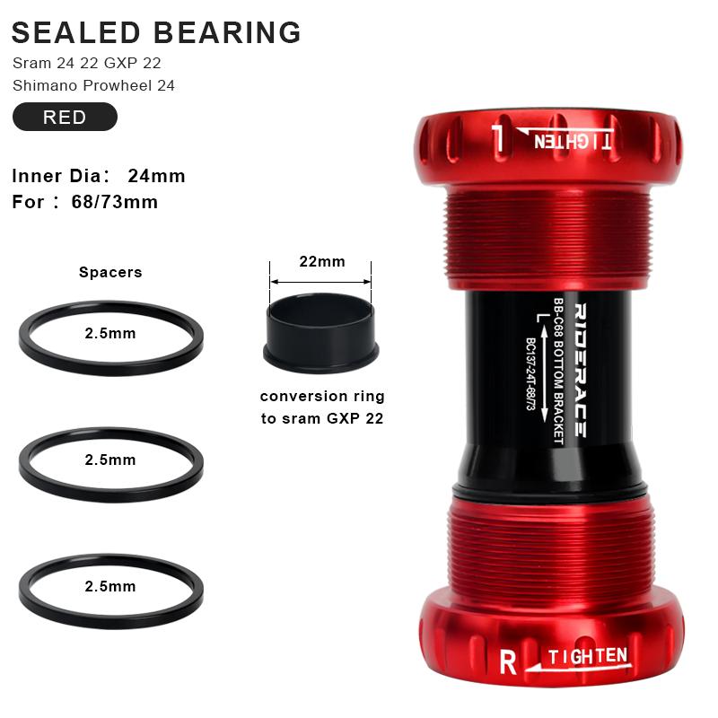 Велосипедный нижний кареточный подшипник 24 22 мм MTB шоссейный велосипед BB68/73 Hollowtech каретка центральное движение для SRAM GXP шатунов