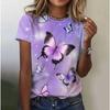 Летние женские свободные повседневные футболки с круглым вырезом и принтом, женские футболки с короткими рукавами