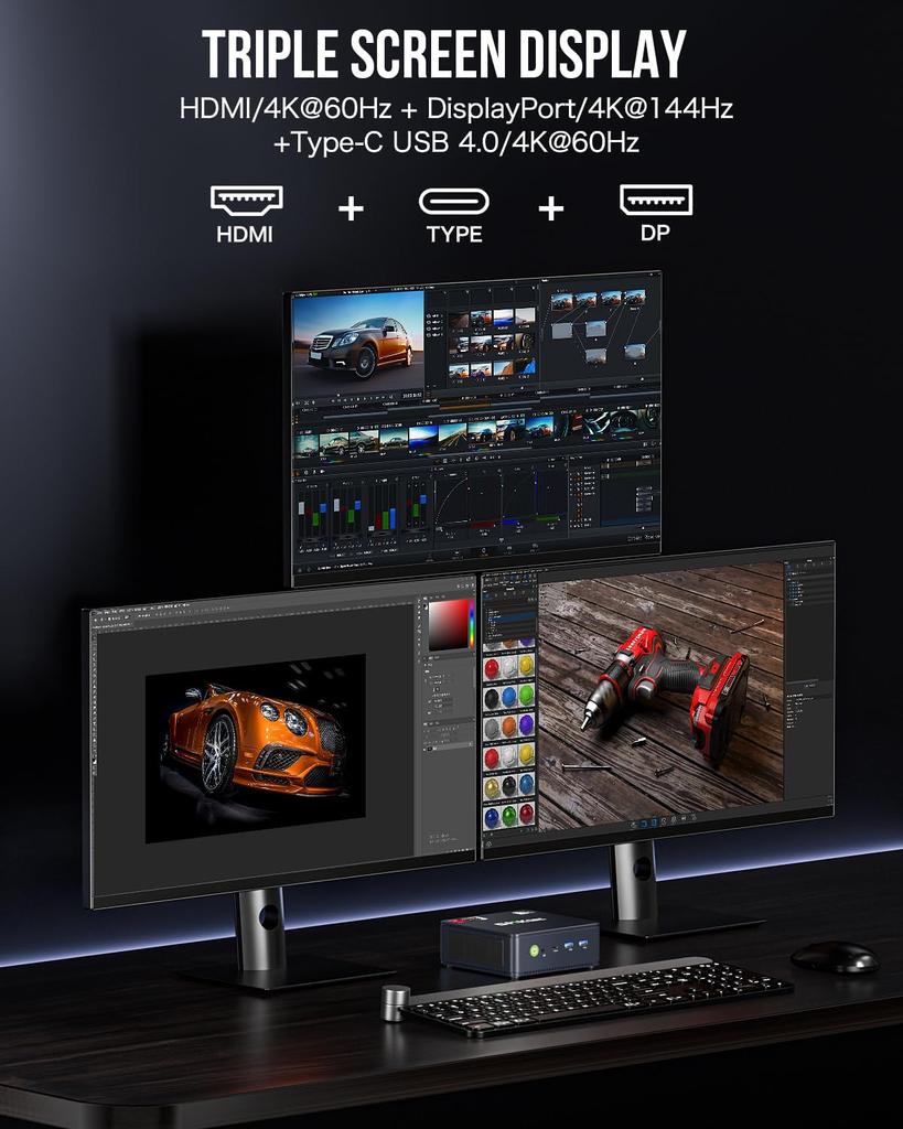 GMKtec Mini PC AMD Ryzen 5 6600H Max Mini Gaming PC Mini PC DDR5 16GB 512GB SSD Windows11 Pro Mini Computer 3 Screen Output LAN WiFi6 Nucbox M6 Small